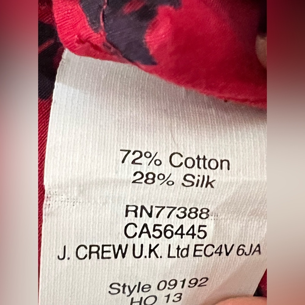 J. Crew Silk Cotton Popover in Bows Professional Holiday Red Top Blouse Size 2 - Picture 6 of 10